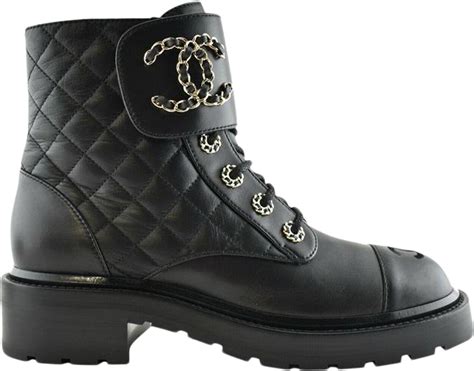 chanel black quilted boots|More.